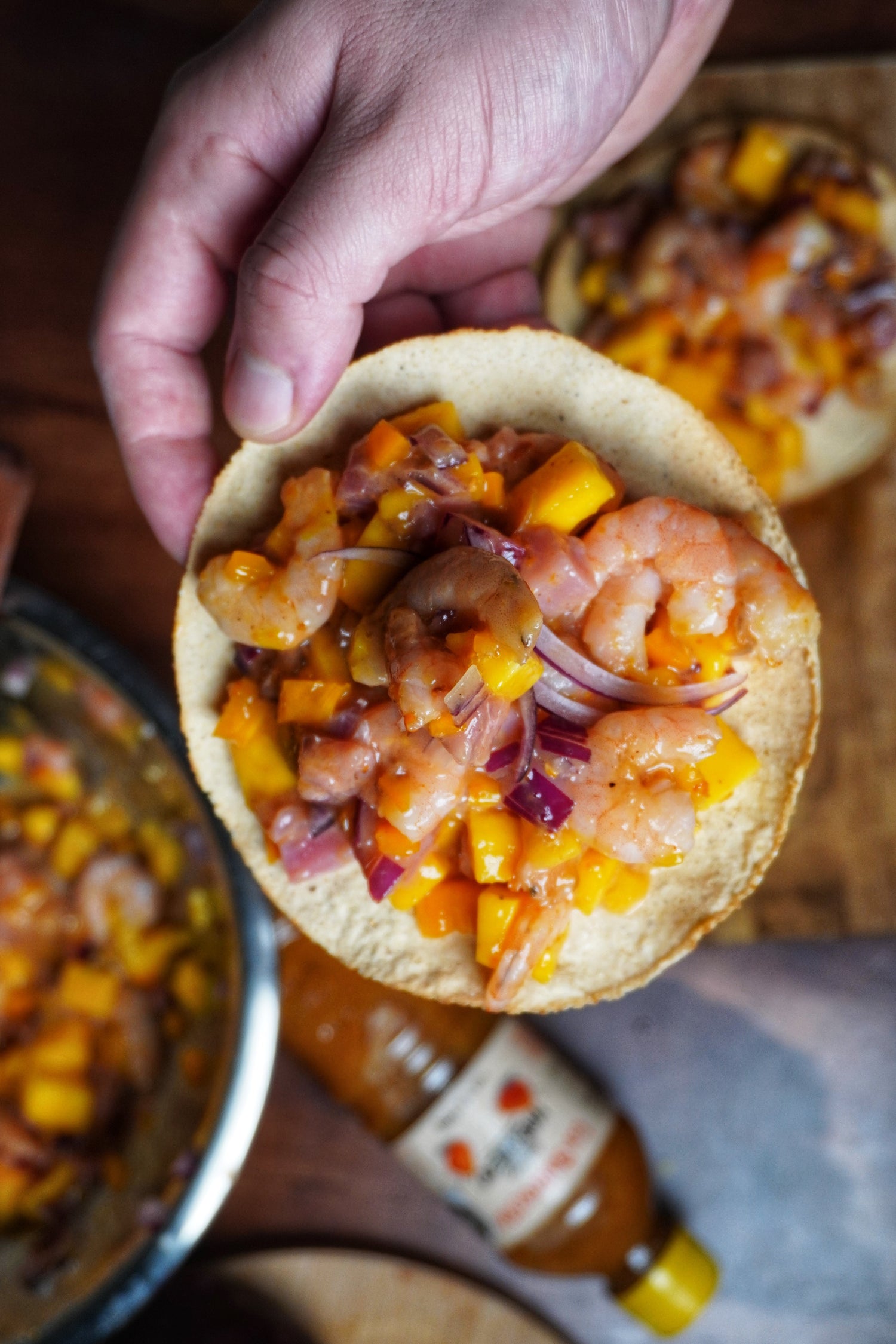 Shrimp Tostadas with Habanero Sauce
