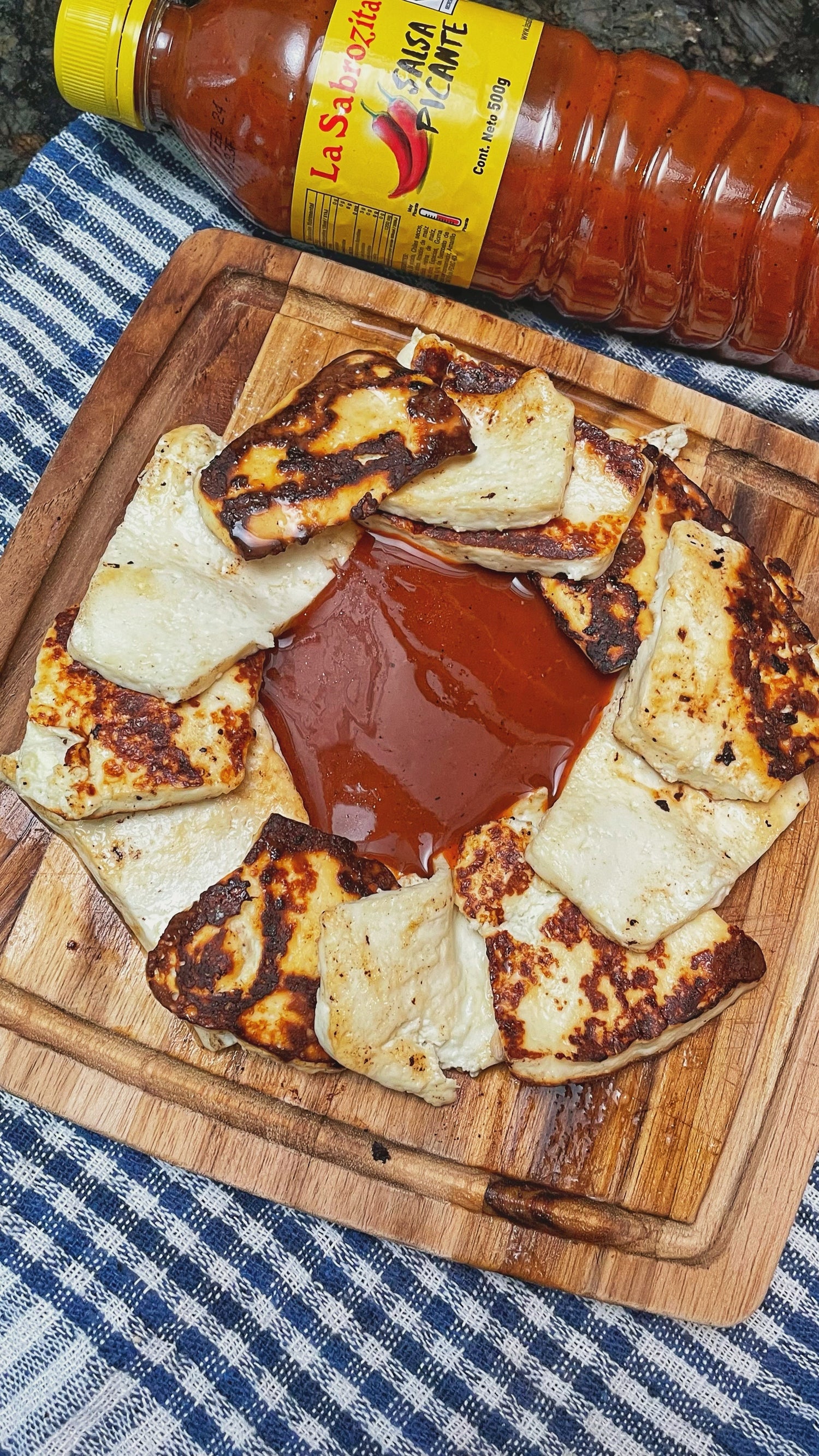 Grilled Panela Chesse with Salsa Snack